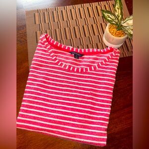 Lands End Womens Red White Short Sleeve Round Neck Shirt Size 10-12 never worn